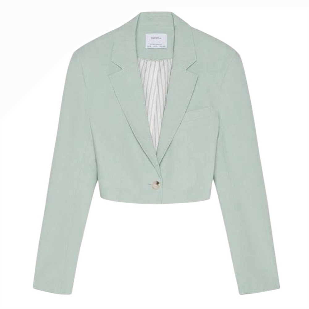 Bershka Blazer Sage Green Classy Cropped Size Small